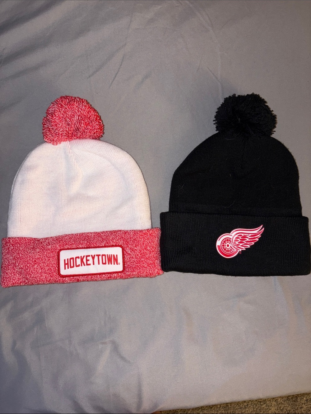 Detroit Red Wings 'Hockeytown' Pom Beanie - White & Red